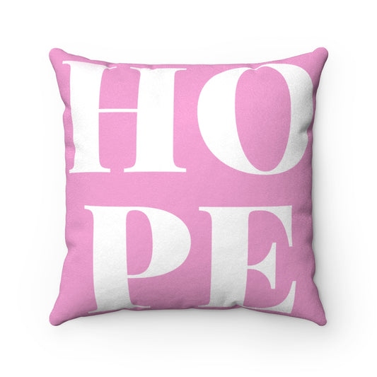 Pink Hope Faux Suede Square Pillow