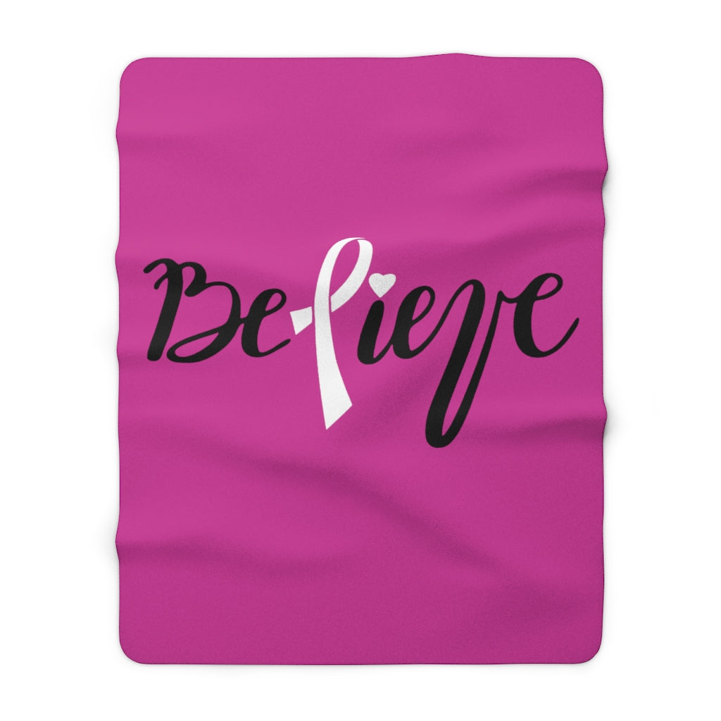 Believe - Pink Sherpa Fleece Blanket