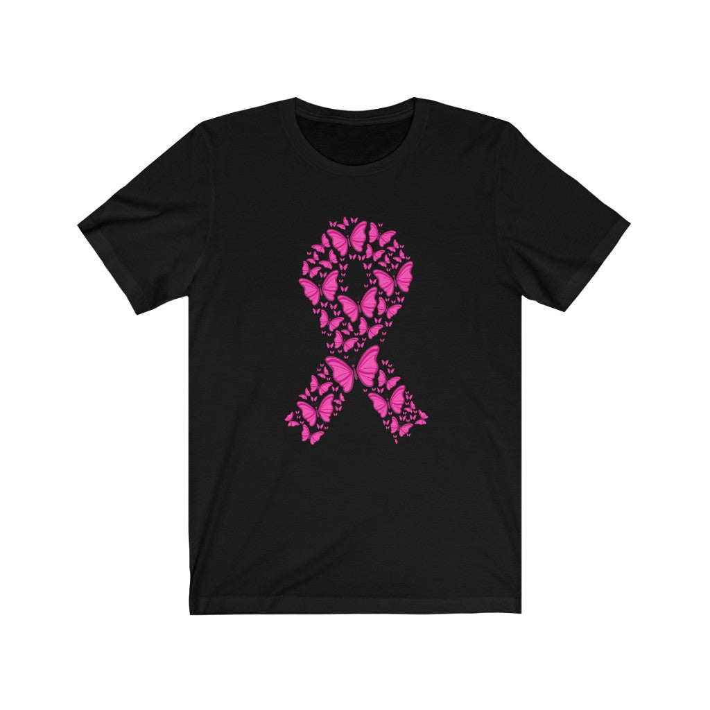 Pink Ribbon Butterfly Unisex Jersey Short Sleeve Tee