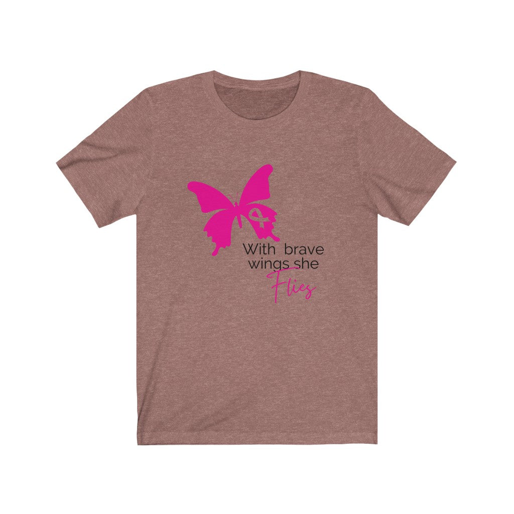 Pink Ribbon Butterfly Unisex Jersey Short Sleeve Tee