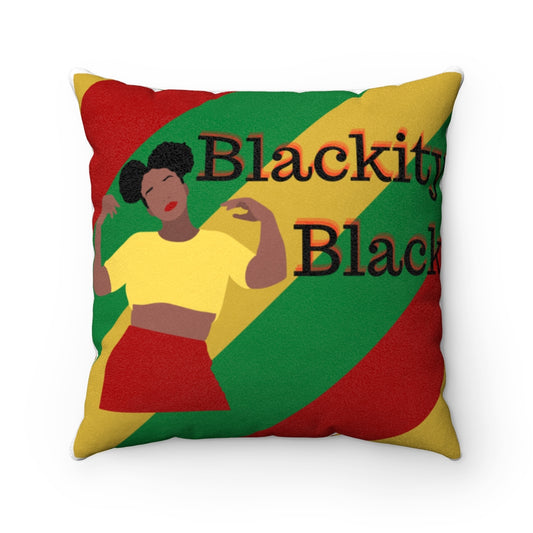 Blackity Black Faux Suede Square Pillow