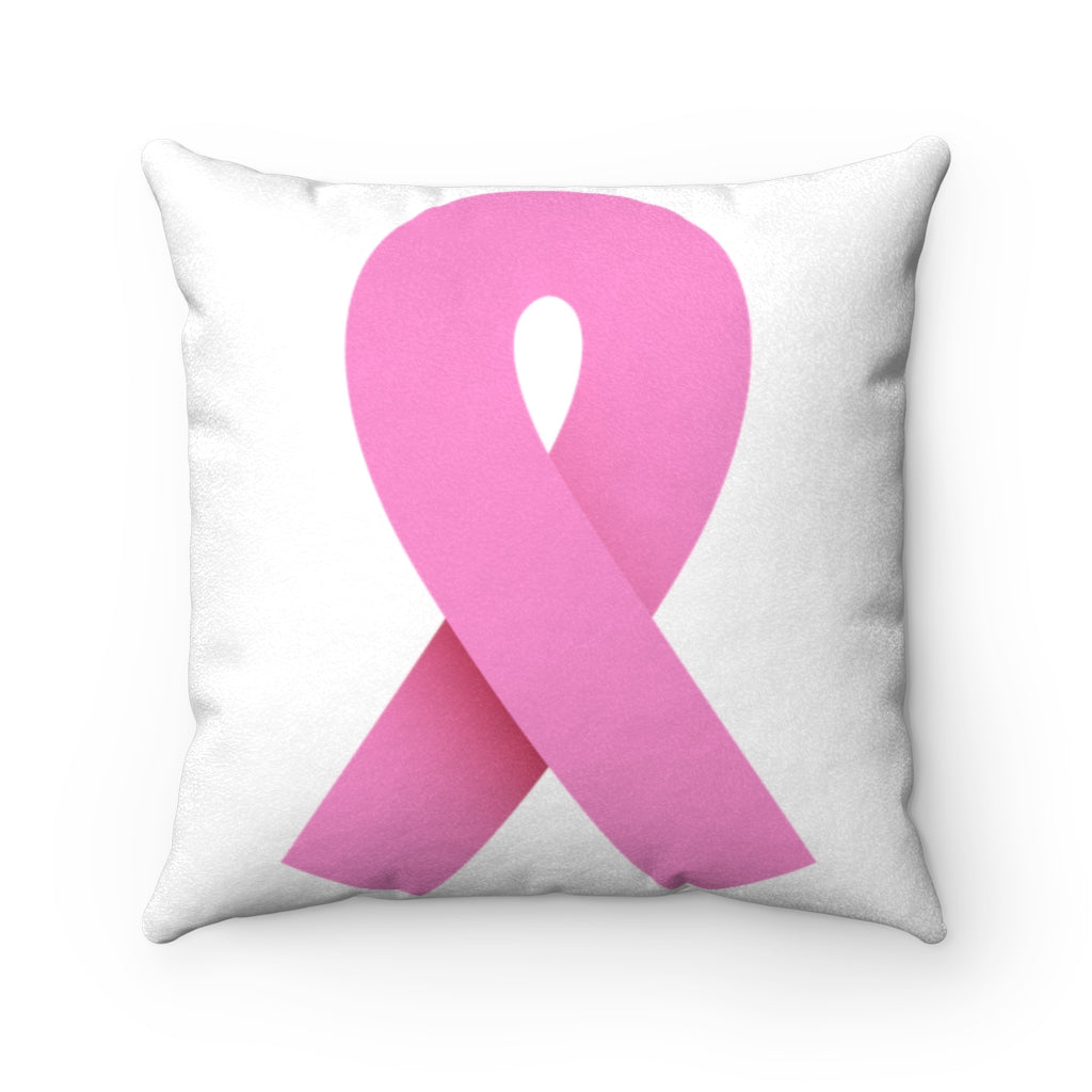 Pink Hope Faux Suede Square Pillow